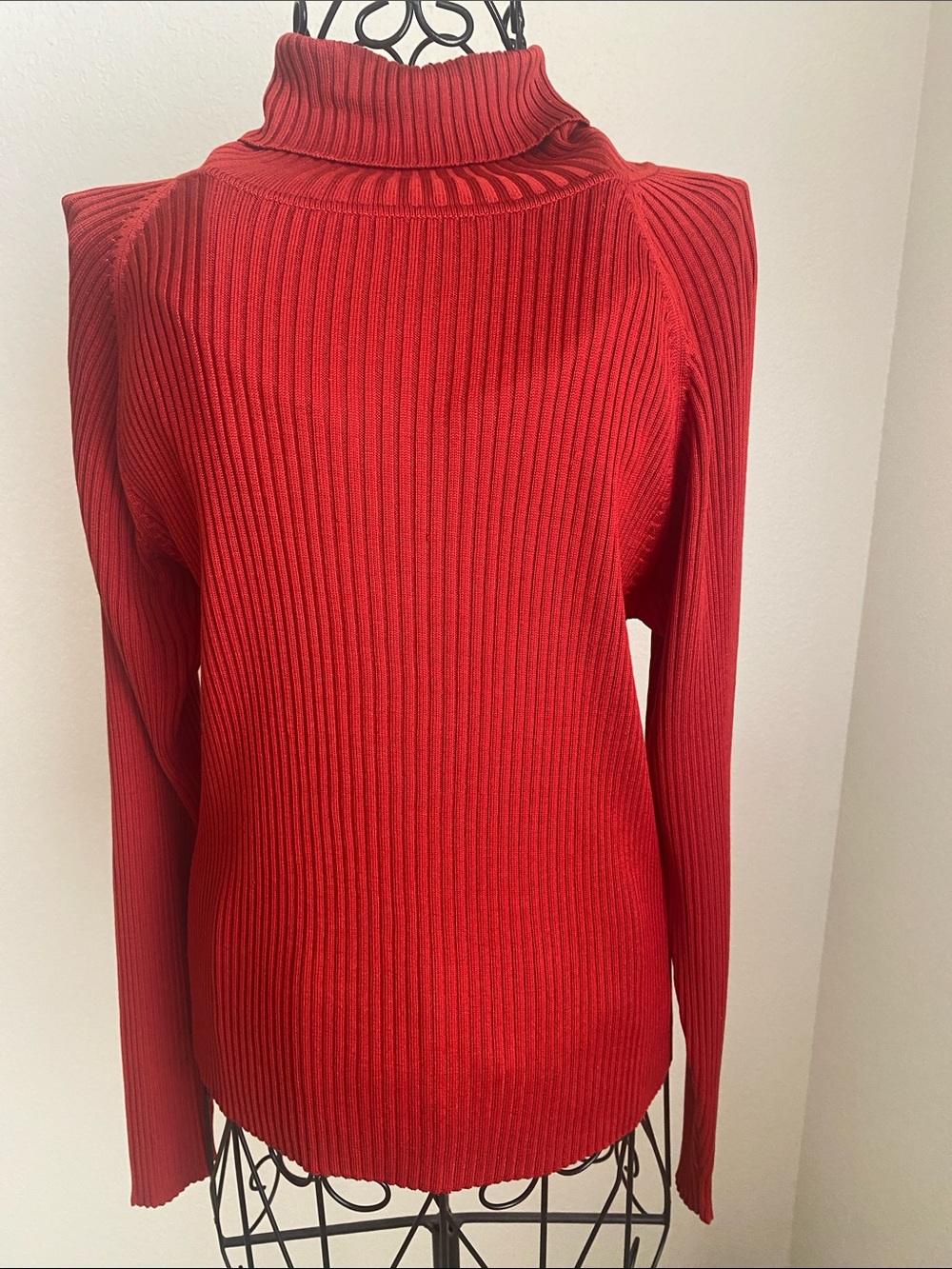 Ann Taylor  Ribbed Cowl Neck Sweater in Red